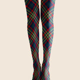 Vikend načrt Smaragdni tartan elegantne nogavice, pajkice