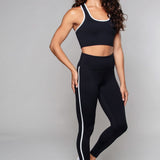 Pajkice Stride Piped Leggings, visok pas, črna/bela