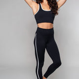 Pajkice Stride Piped Leggings, visok pas, črna/bela