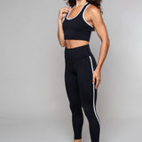 Pajkice Stride Piped Leggings, visok pas, črna/bela