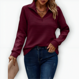 Nina - Eleganten pulover s polovično zadrgo