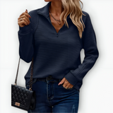 Nina - Eleganten pulover s polovično zadrgo