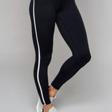 Pajkice Stride Piped Leggings, visok pas, črna/bela